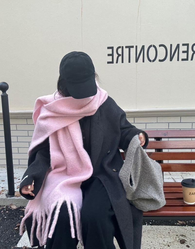 Утолщенный вариант однотонного красного шарфа для женщин, теплый осенью и зимой, универсальная атмосфера из имитации кашемира, производитель студенческих шарфов