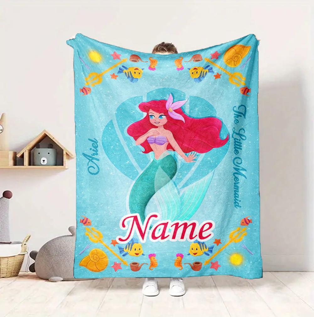 Custom Name Frozen Fantasy Flannel Blanket Throw Blanket Soft Warm Sofa Bed Decor Unique Gift