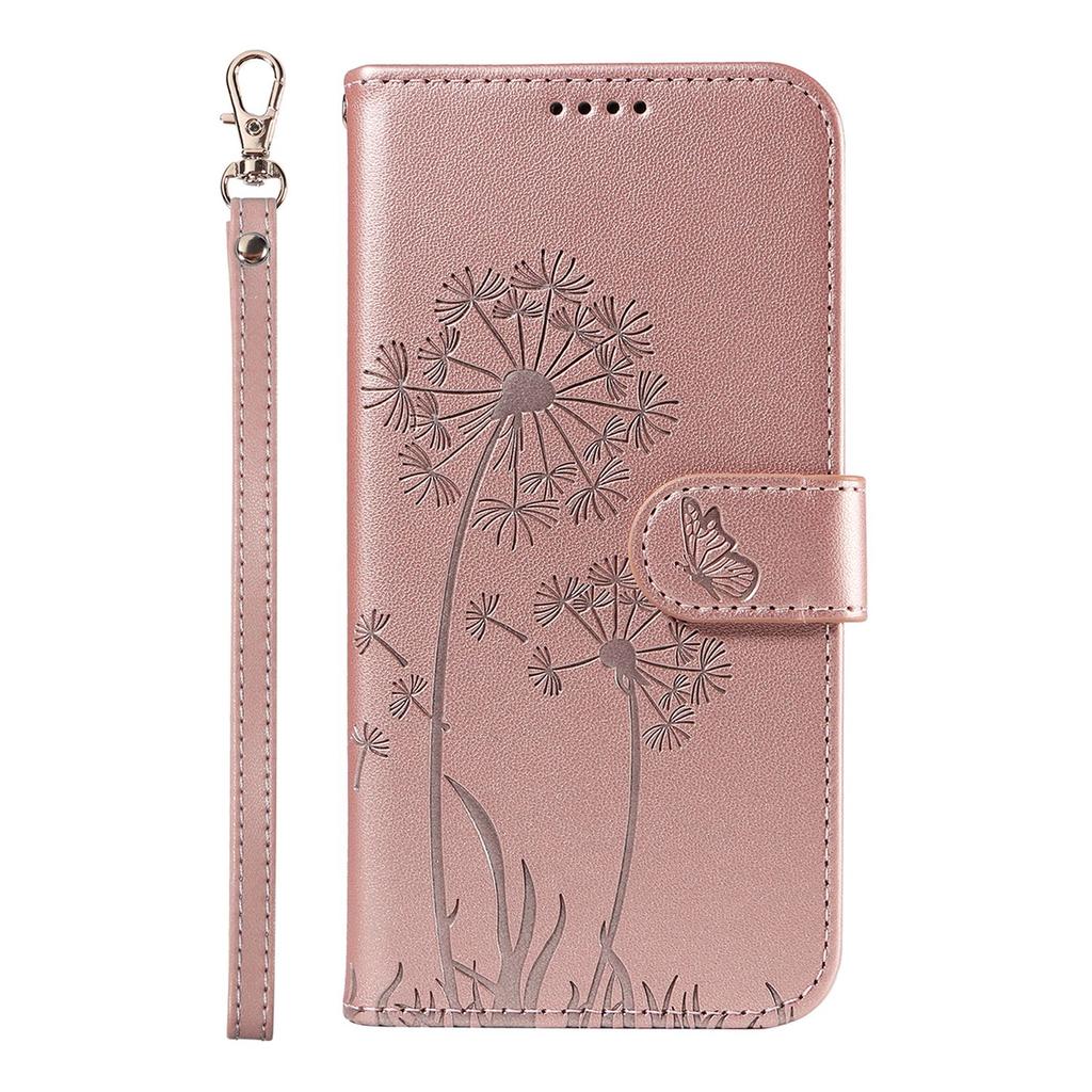 Leather Wallet Flip Case For OPPO A57S A77 A15 A15S A16 A16S A54S A17 A96 4G 5G Dandelion Embossed Design, Card Slots, Wrist Strap