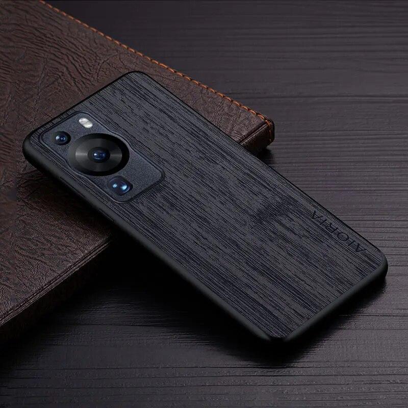 Case for Huawei P60 Pro P60 Funda Bamboo Wood Pattern Leather Phone Cover Luxury Coque for Huawei P60 Pro Case Capa