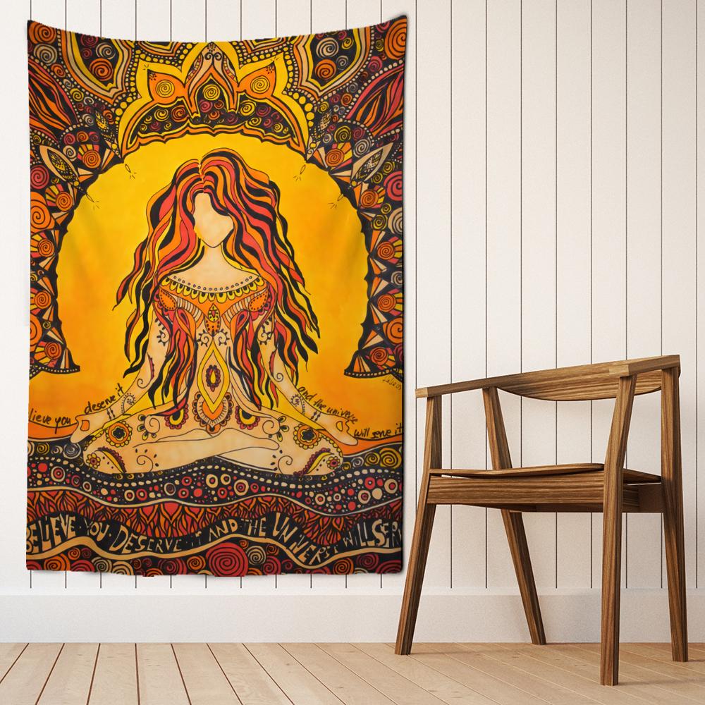 Гобелен "Семь чакр" для подвешивания на стену Психоделическая Колдовство Хиппи Эстетика Декор для дома Комната для медитации