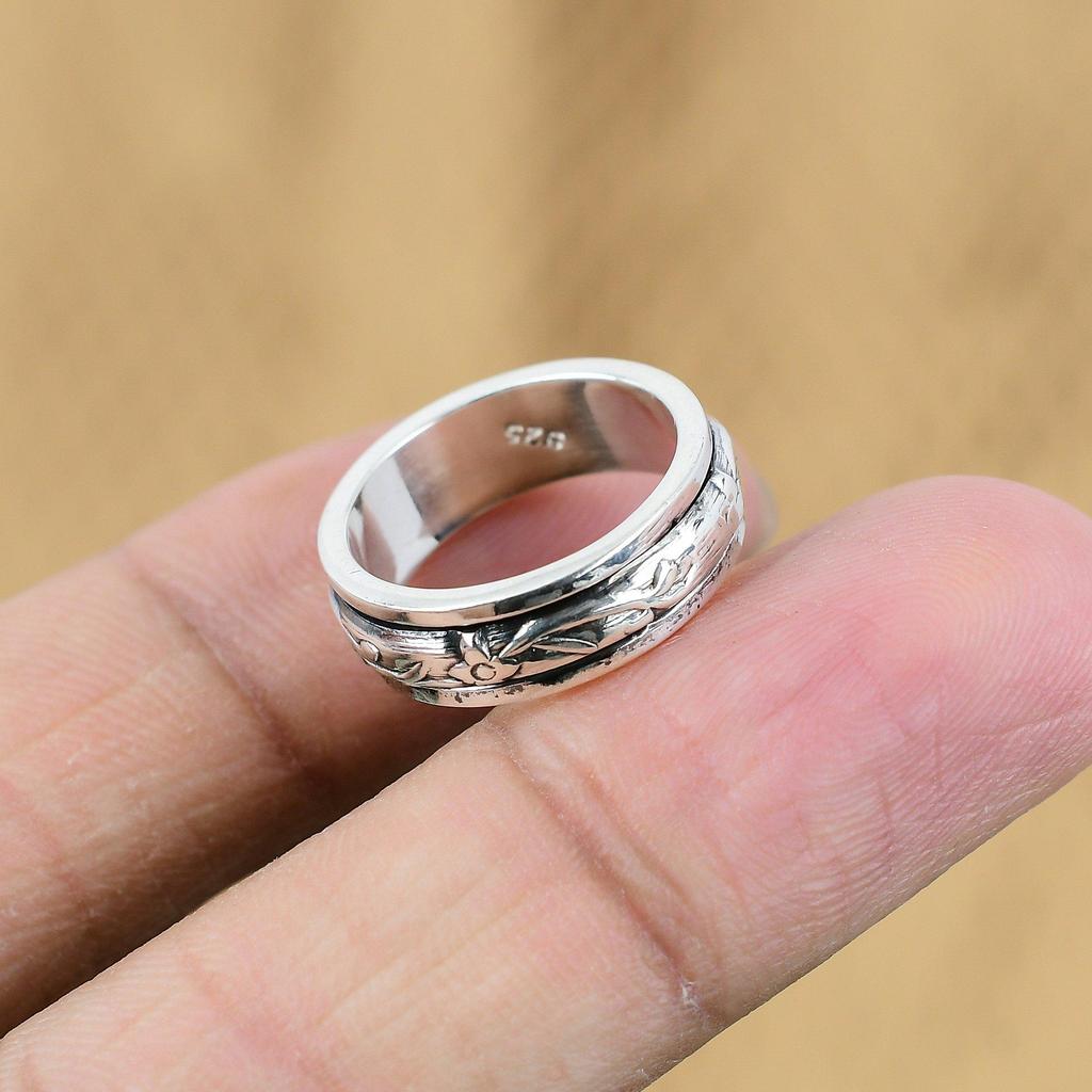 Натуральное кольцо-спиннер без камней, размер 5,75, ювелирное изделие из стерлингового серебра 925 пробы