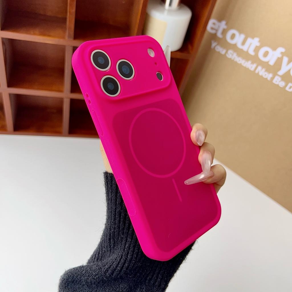 Official Liquid Silicone For Magsafe Dual Color Phone Case For iPhone 17 Pro Max Original Orange Shockproof Magnet Charge Cover