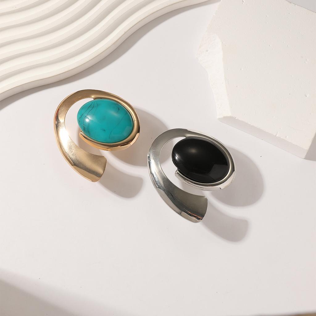 Массивное женское геометрическое кольцо, имитация камня, крупная стильная женская бижутерия