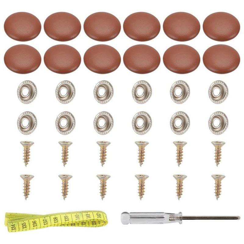 ABBP-3Set Leather Snap Upholstery Buttons Fit For Tufting Furniture Bed Sofa Chair, Car Seat RV Roof Brown