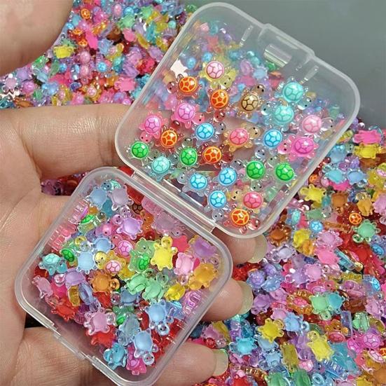 100 Pcs Mini Resin Turtle Statues Glow In Dark Tiny Turtle Figurines Miniature Animals for Fairy Garden Decor DIY Crafts Potted Plants Cake Toppers