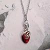 Bat-Shaped Dripping Blood Heart Pendant Necklace: Unique Vintage Bohemian Style Gift
