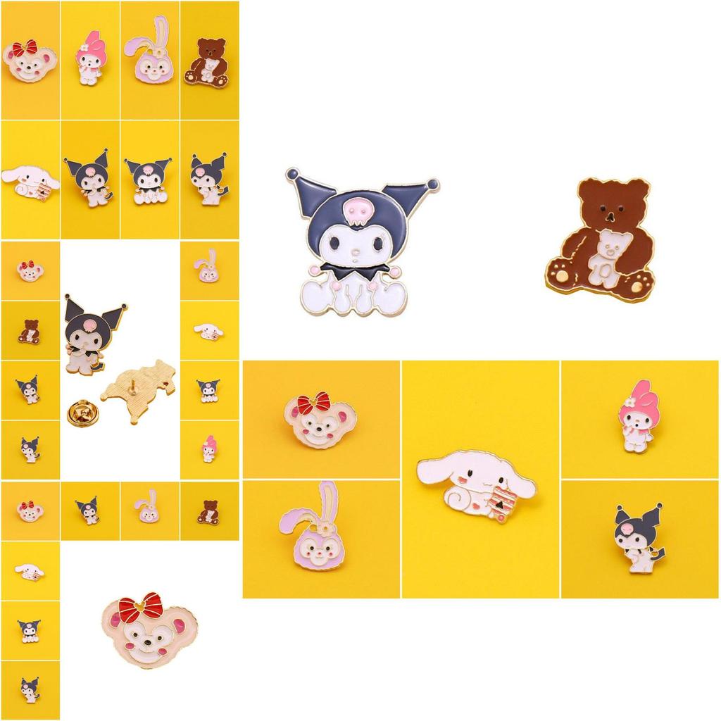 Очаровательная металлическая мультяшная брошь Sanrio с кроликом Мелоди и Куроми для школьных сумок