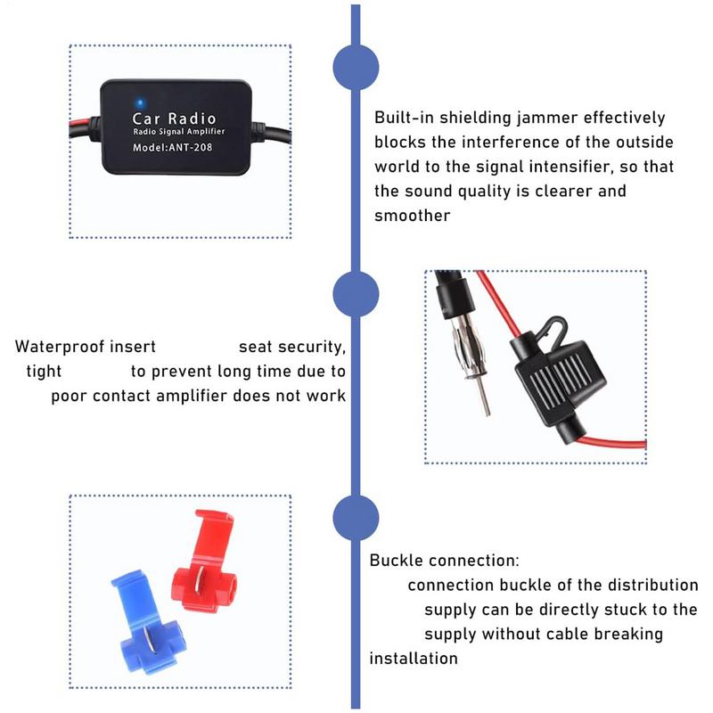 Усилитель антенны автомобильного радио 12 В Усилитель сигнала антенны FM-радио для автомобиля Усилитель сигнала антенны Усилитель антенны для автомобильных аксессуаров