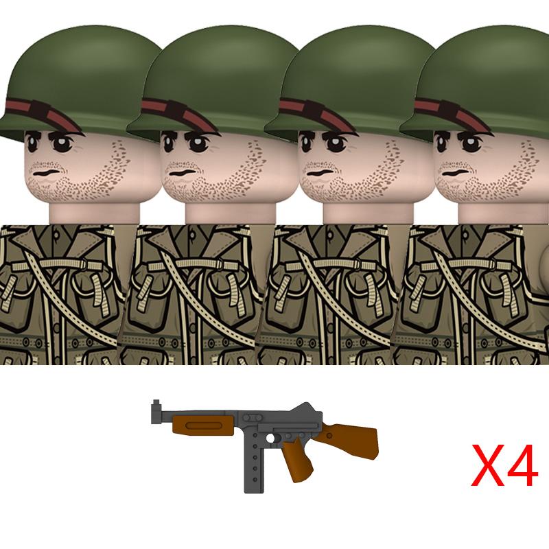 Вторая Мировая Война Американские Рейнджеры Военные Солдаты Строительные Блоки Армия США Пехота Медицинские Солдаты Шлемы Базука Оружие Кирпичики Игрушки