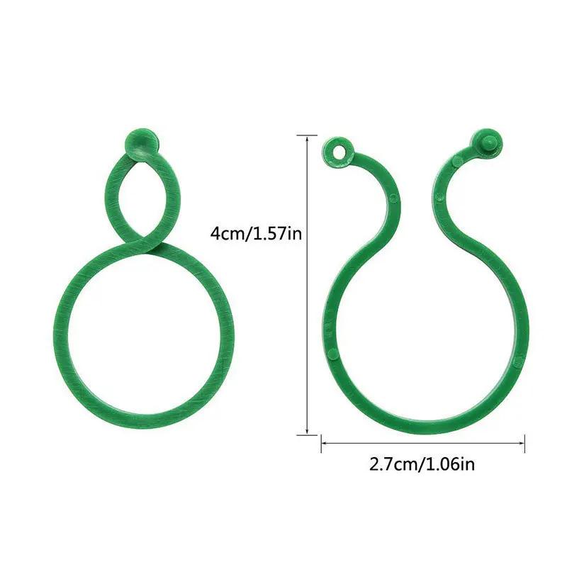 50/150/300Pcs Garden Plant Clips For Vegetable Growing Upright Plant Holder Green Plastic Bundled Ring Garden Stand Vine Support