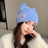 Вязаная шапка Y2K для женщин, зимняя теплая шапка-бини, милая шапка с кошачьими ушками для подростков и взрослых, ветрозащитная шапка для холодной погоды, головной убор