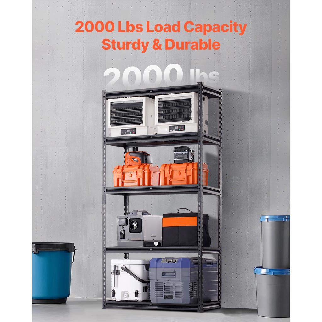 SucceBuy 5-ярусные металлические стеллажи для хранения с регулируемой высотой, стеллажная система для гаража, стеллажная единица для промышленного склада
