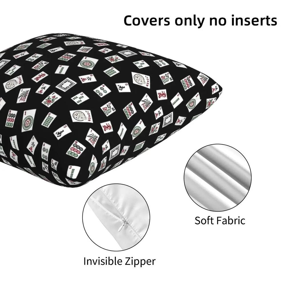 Black Mahjong 2 Pcs Square Pillowcase Pillow Cover Cushion Zip Decorative Comfort Throw Pillow For Home Sofa