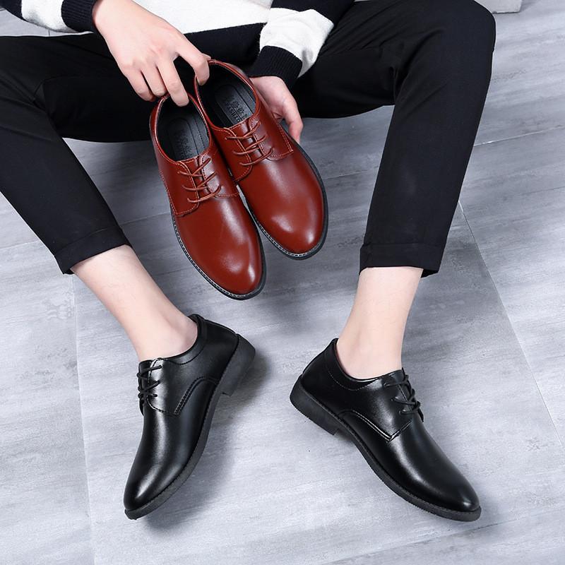 Leather Mens Business Casual Shoes With Breathable Eva Insole For Work And Travel