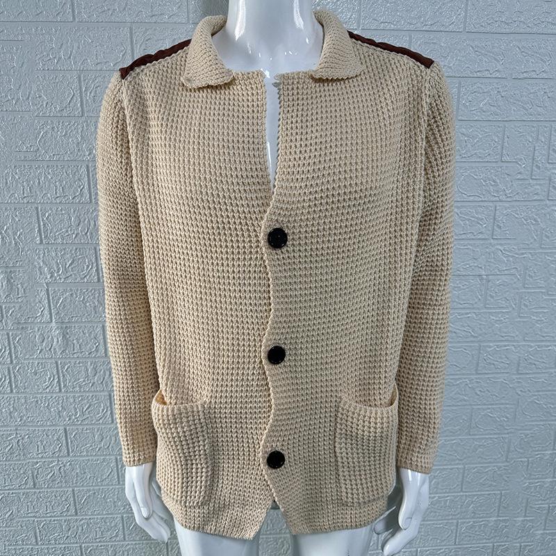 Мужской кардиган приталенного силуэта с отложным воротником больших размеров - Европейский и американский стиль. Осень/Зима 2025.