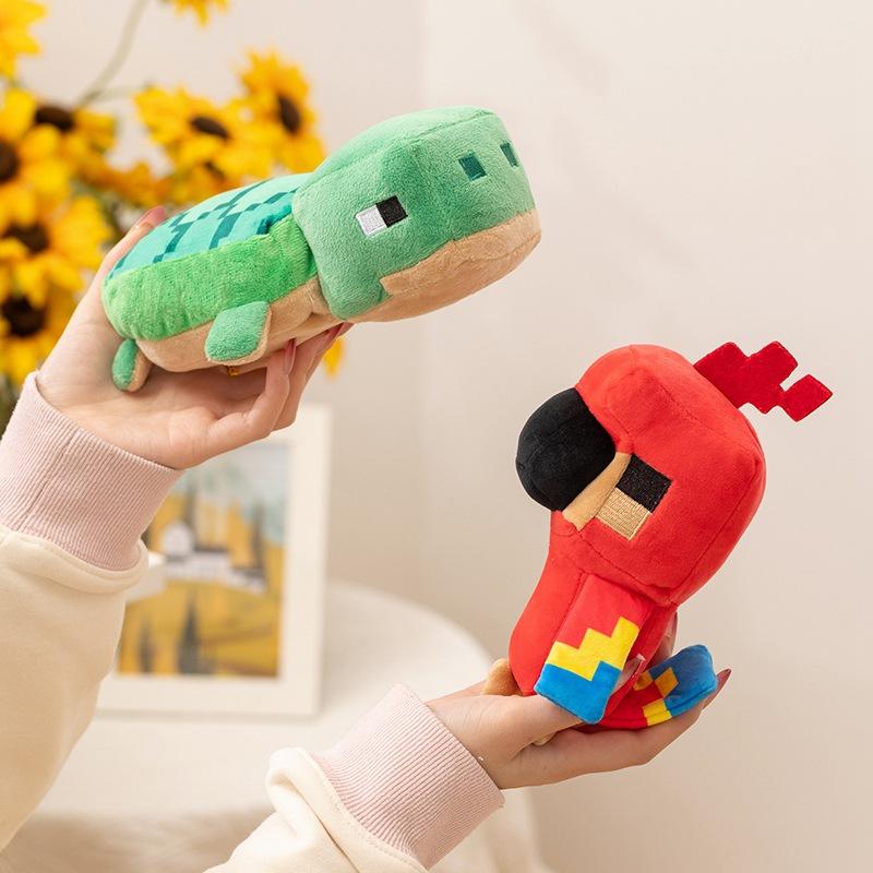 Minecraft-themed Figurines, Including Parrots, Bats, Turtles, Pigs, And Plush Toys