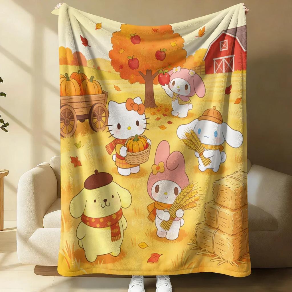 Sanrio Cute Warrior Flannel Blanket Soft Warm Fluffy Throw Home Decor Luxury Bedding Sofa Bed Cover Lightweight Summer Blanket