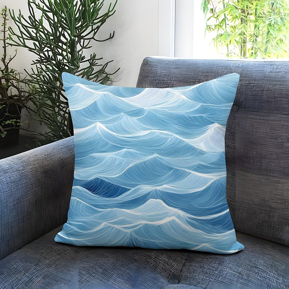 Light blue ocean ripple Cushion Cover Comfortable Reversible Pillow Cover Ideal for Car Sofa Bedroom Beyond