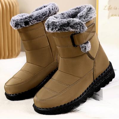 Снежные сапоги, Зимние женские сапоги с плюшем и толстые хлопковые сапоги, Полиуретановые сапоги до колена, Хлопковые ботинки с высоким голенищем и толстой подошвой