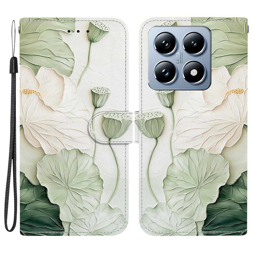 Для Xiaomi 14T Чехол-кошелек с принтом, кожаная подставка, чехол для телефона с ремешком