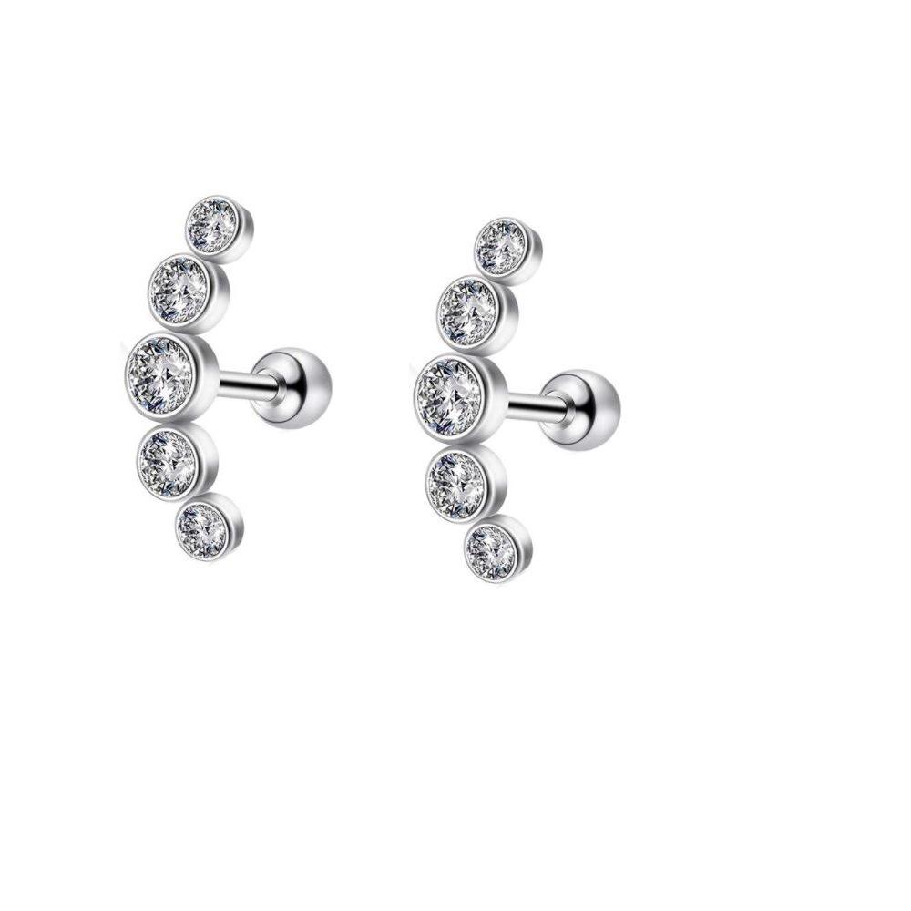 Stainless Steel Lip, Zircon Ear, and Ear Bone Studs - Trendy Piercing Jewelry
