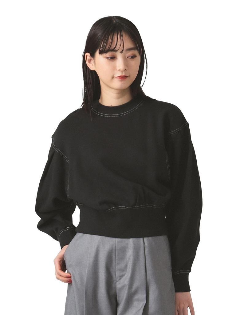 TEE Sweat Tuck Sleeve Crew Neck BLACK ONE SIZE [Raybeams] L/S Women's