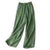 Women Casual Pants Elastic Waistband Slacks Color Straight with Pockets Solid High Waist Wide Leg Long