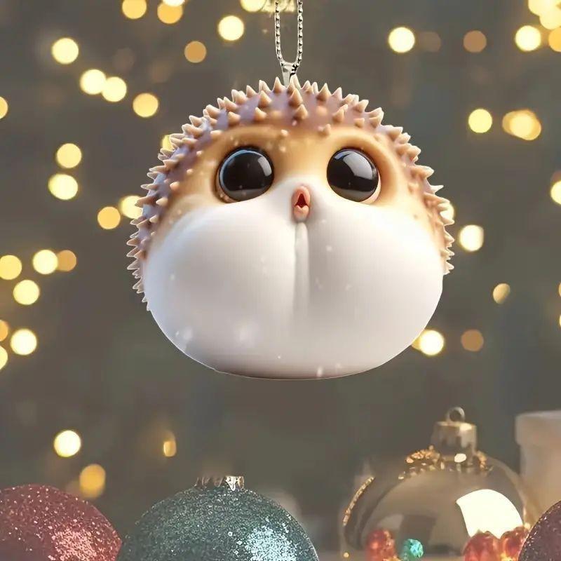 Очаровательный мультяшный акриловый кулон-ежик для рождественской елки, украшение для дома