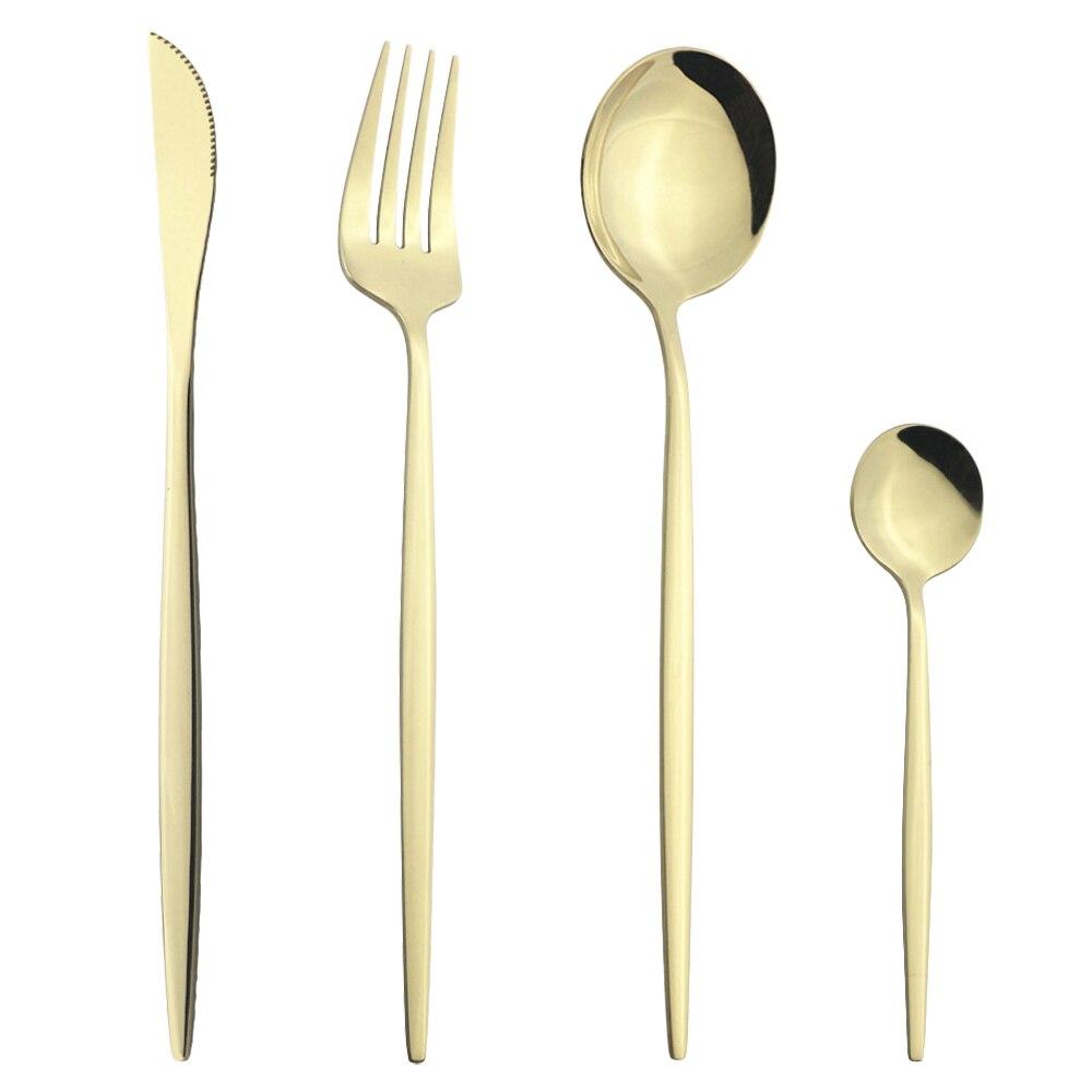 4Pcs Western Colorful Dinnerware Set Stainless Steel Cutlery Dinner Set Knife Fork Coffee Spoon Silverware Kitchen Tableware Set