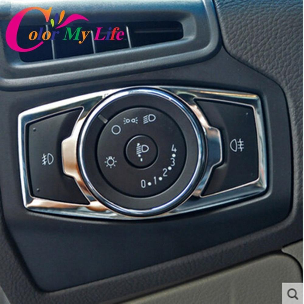 Наклейки на переключатель фар из нержавеющей стали для Ford Focus 3 MK3 MK4 Kuga Escape Mustang 2015 Mondeo Fusion