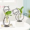 Hydroponic Glass Heart Vase With Metal Holder Hand Welded High Temperature Baking Paint Lovely Cat Shape Cute And Dynamic