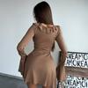 European & American Women's Solid Color Lace Flared Long Sleeve Slimming Dress