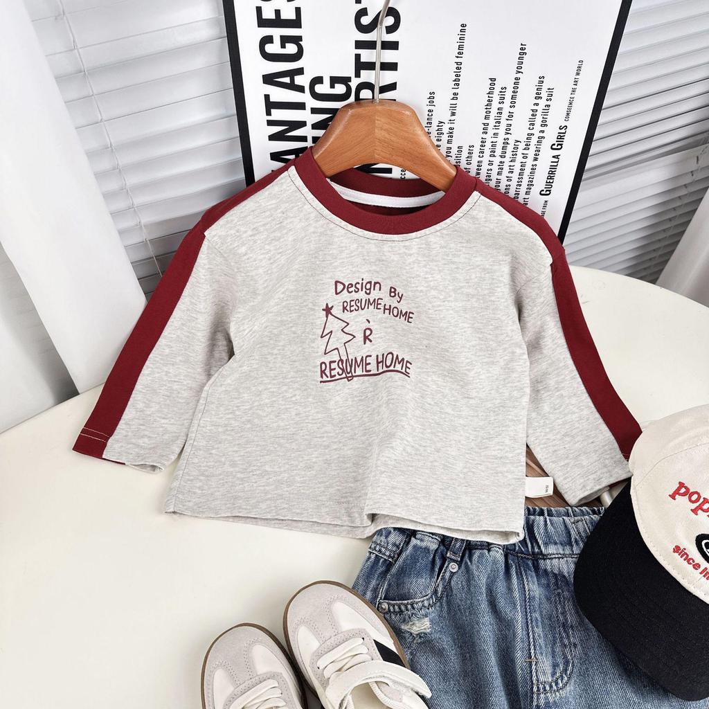 Детская рубашка с красными лацканами в клетку — в стиле колледжа, весна/осень 2025 г., комплект из двух предметов для мальчиков и девочек