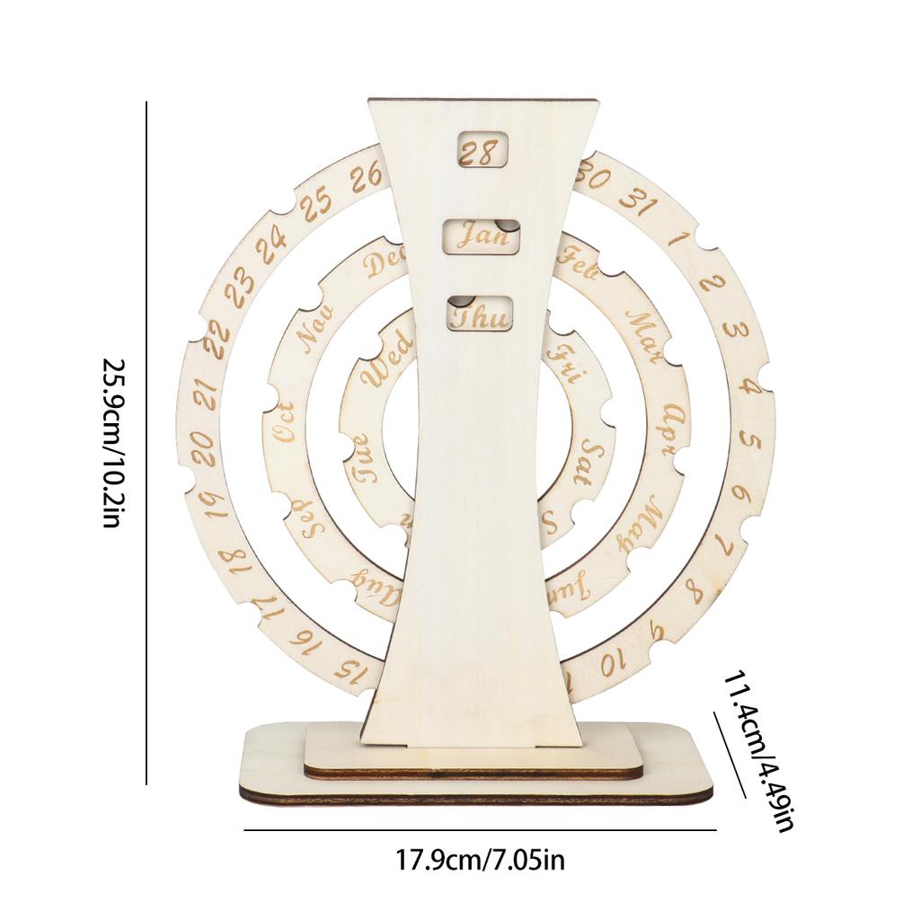 Деревянный блок-календарь, многоразовый дисковый календарь, карта учета времени, вечный календарь, эстетический декор стола, деревянное украшение стола