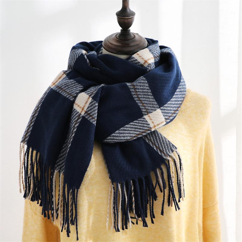 Scarf Woman Winter Sweet Warm Scarf Shawl 2025 Imitation Cashmere Scarf Plaid Scarf Shawl