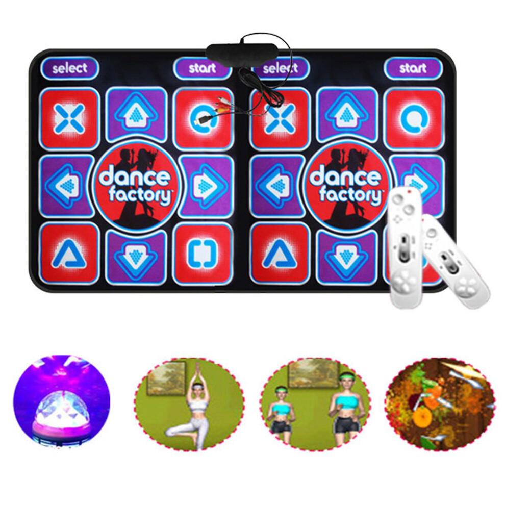 Double Dancing Mat Double User Wired Dance Mat Game Non-Slip with 2 Remote Controller Multi-Function for PC TV less