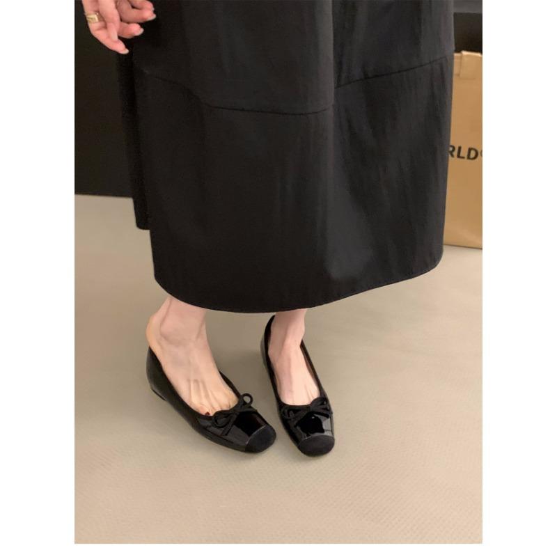 Новая Мода Женские Балетки Мягкий Бант Квадратный Носок Обувь Женская Новая Прострочка Элегантная Модная Большого Размера Комфортная Обувь на Плоской Подошве