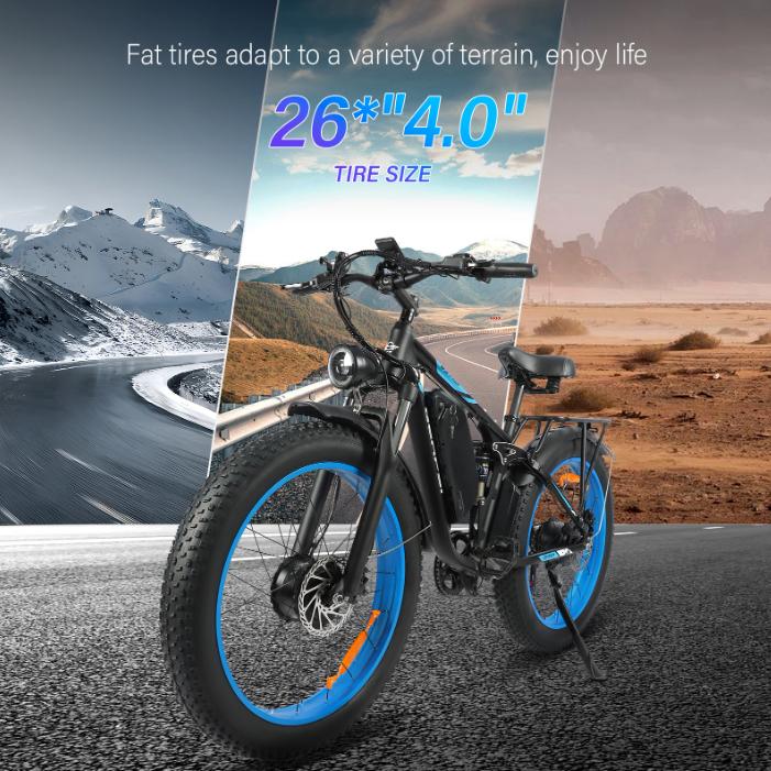Ebike BLJ DP-2603 3000W Dual Motor 48V 25AH Battery, Front and Rear Shock Absorption, 26-inch Snow Tires, Adult E-Bicycle.