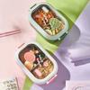 Коробка для обеда на 1000 мл, пригодная для использования в микроволновой печи, большая вместимость, термостойкое отделение, коробка для бенто с фруктовым принтом, студенческая коробка для бенто, для использования в компании