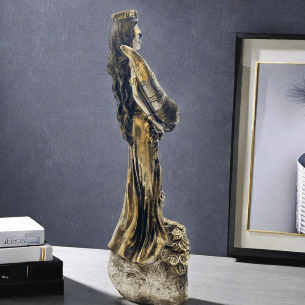 Resin Goddess of Justice Desk Ornaments Vintage Goddess of Wealth Statue  Office