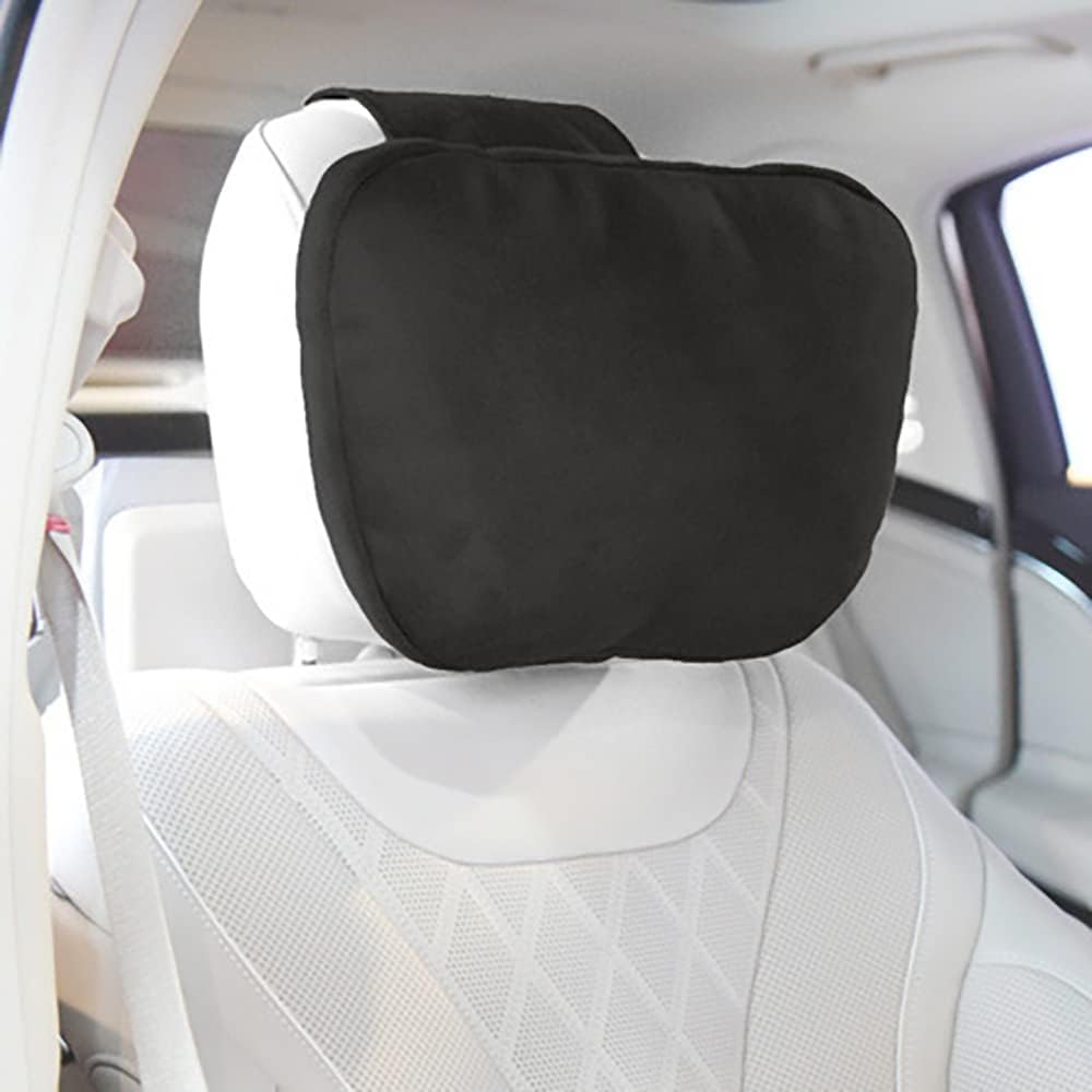 2Pcs Car Seat Pillow Auto Headrest Comfortable Pillows for Travel Interior Accessories(Head,Black)