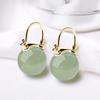 Elegant Imitation Jade Hoop Earrings for Women Green Round Beads Ear Buckle Banquet Jewelry KTB