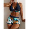 Swimsuit Split Print Boxers Swimsuit European and American Sexy Women Bikini