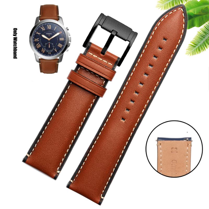 Натуральная кожа 22 мм Ремешок для часов для FOSSIL FS4835/FS5237/ME3052/FTW1114 Коровья кожа 20 мм Ремешок для часов Замена водонепроницаемого браслета мужской