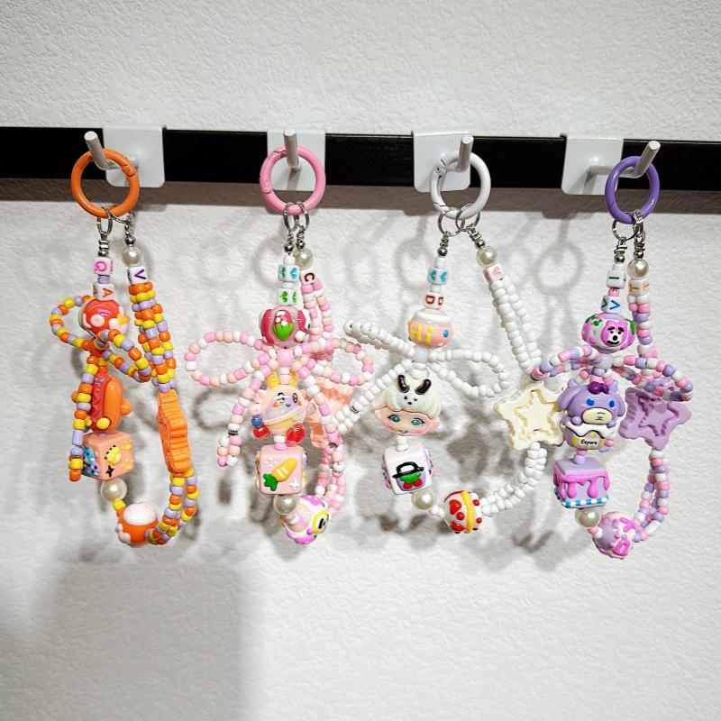Тяжелые расписанные вручную бусины клубничный медведь мобильный телефон цепочка оригинальный Ins сумка шнурок брелок украшение подарок