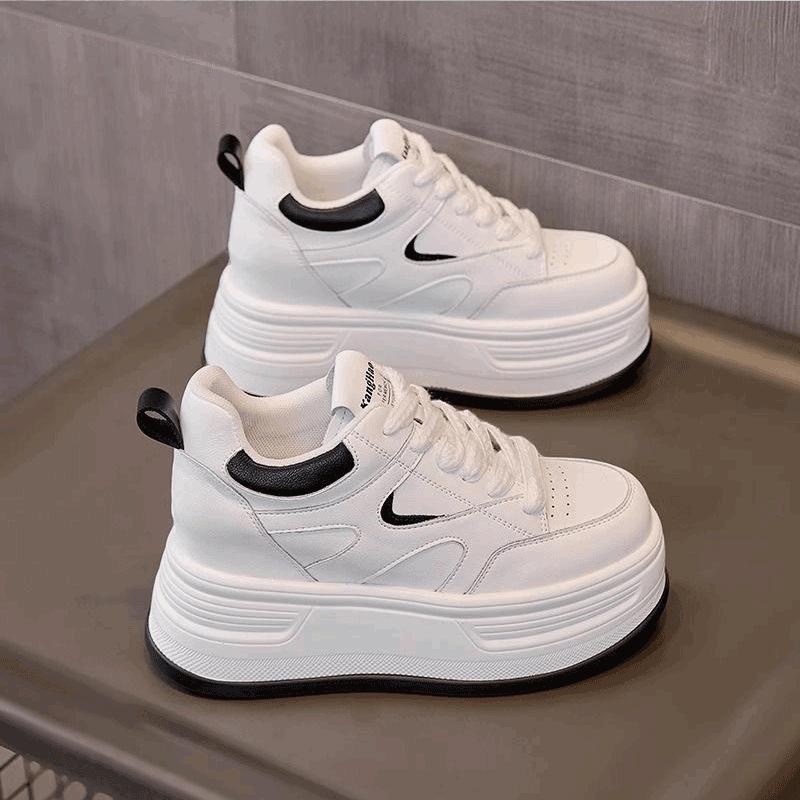 Маленькая обувь женская весна новая внутренняя высота увеличение женская обувь платформа обувь-маффины повседневная белая обувь