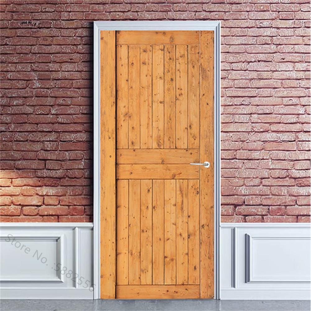 PVC Self-Adhesive Waterproof Door Sticker Modern Simulation Door Mural Wallpaper Living Room Study Home Decor Art Door Poster