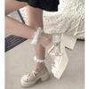 Butterfly Knot Thick High-heeled Small Leather Shoes for Women 2024 New Japanese JK Versatile Mary Jane Single Shoes