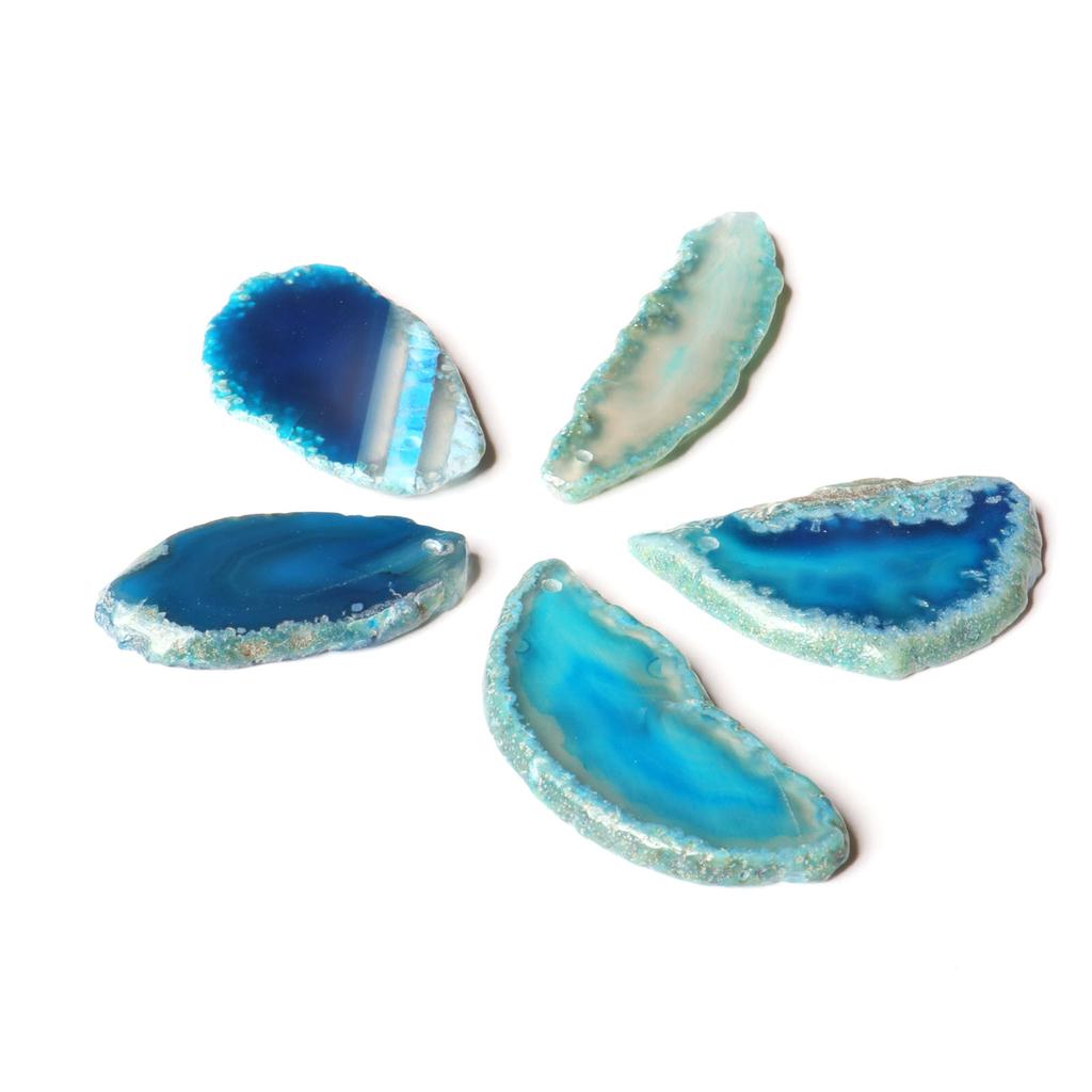 Agate Slices Irregular Agate Light Table Slices for DIY Jewelry Making Home Decoration Blue 1.2‑2in